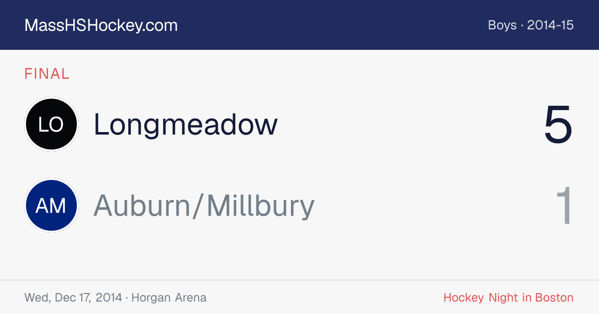 Longmeadow at Auburn/Millbury score card