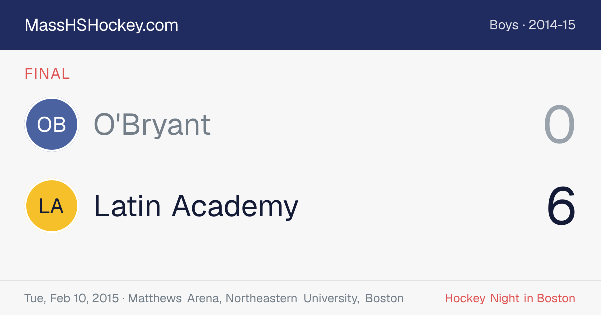 O'Bryant at Latin Academy score card