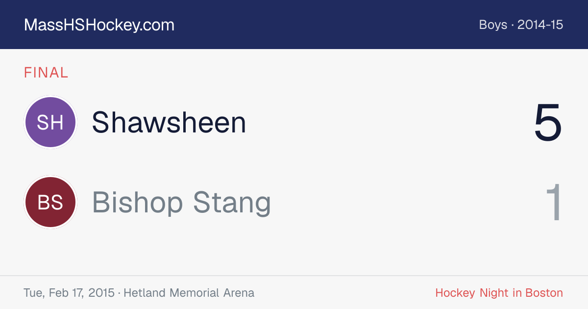 Shawsheen at Bishop Stang score card