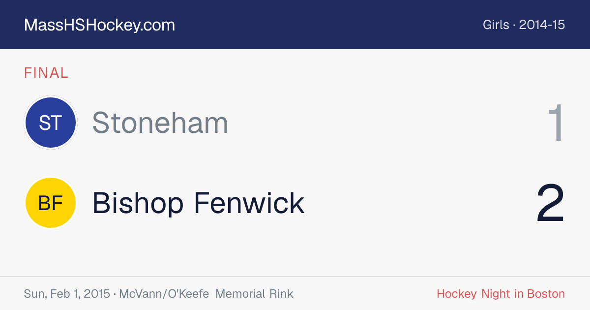 Stoneham at Bishop Fenwick score card