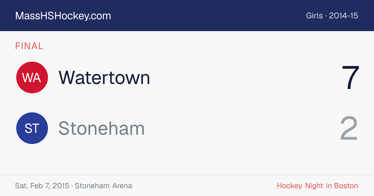 Watertown at Stoneham score card