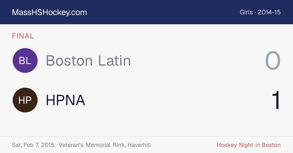 Boston Latin at HPNA score card