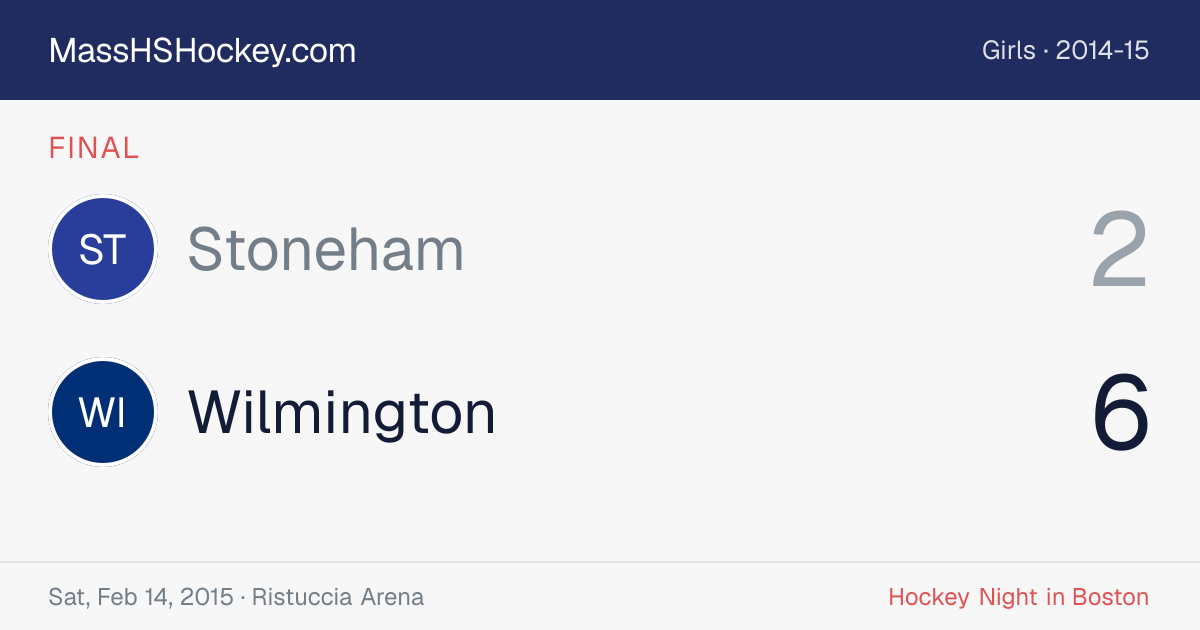 Stoneham at Wilmington score card