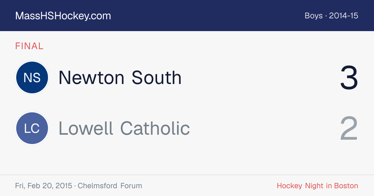 Newton South at Lowell Catholic score card