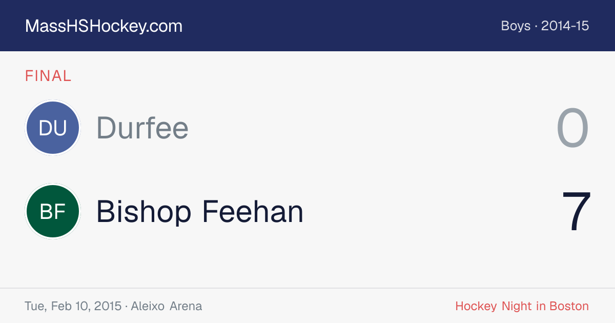 Durfee at Bishop Feehan score card