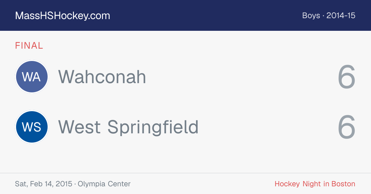 Wahconah at West Springfield score card
