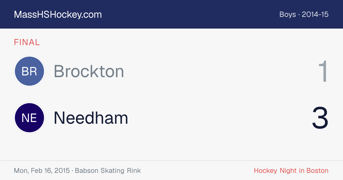 Brockton at Needham score card