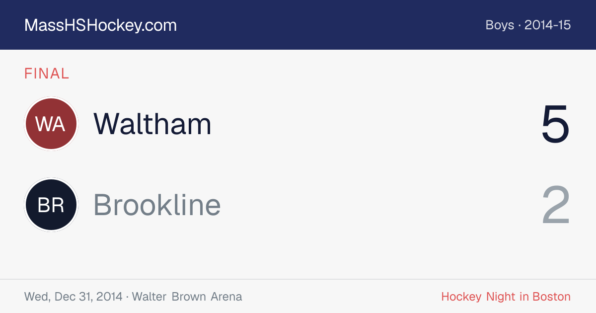 Waltham at Brookline score card