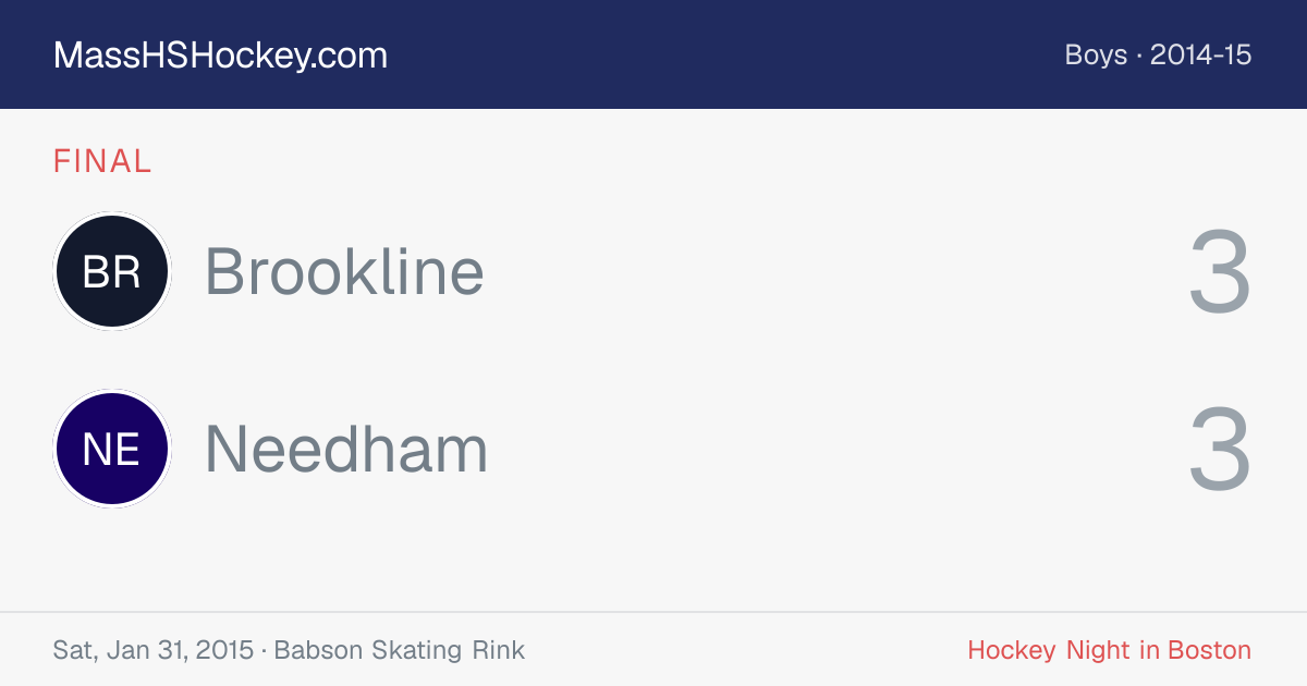 Brookline at Needham score card