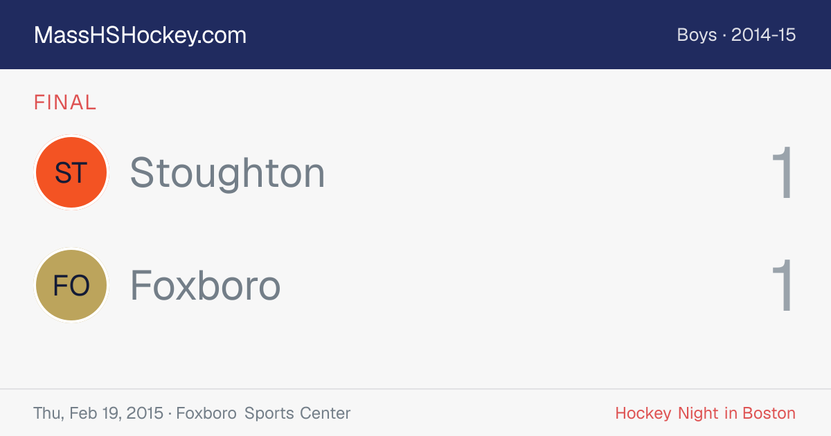 Stoughton at Foxboro score card