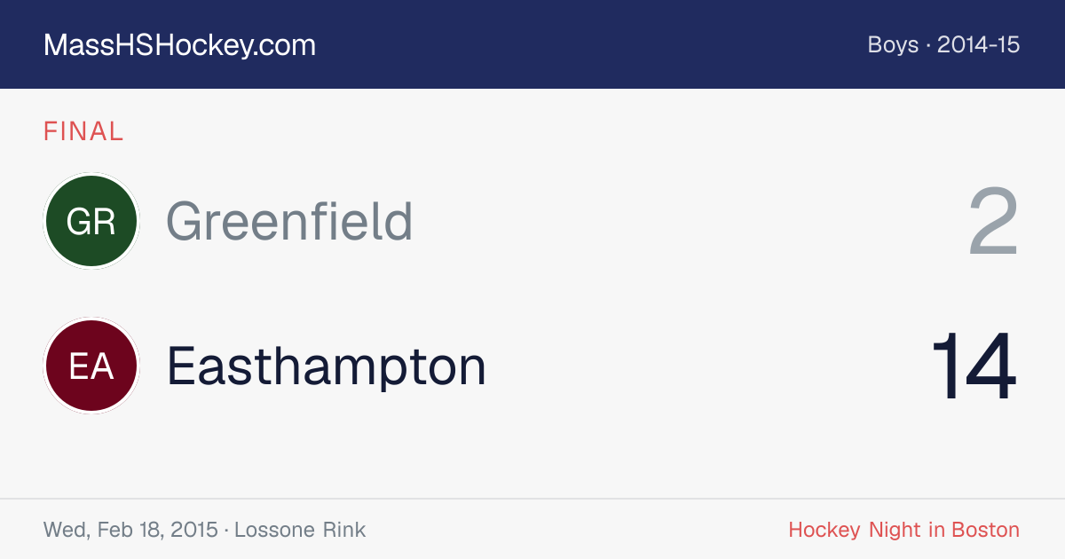 Greenfield at Easthampton score card