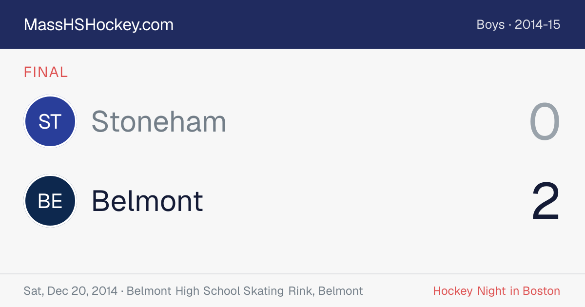Stoneham at Belmont score card
