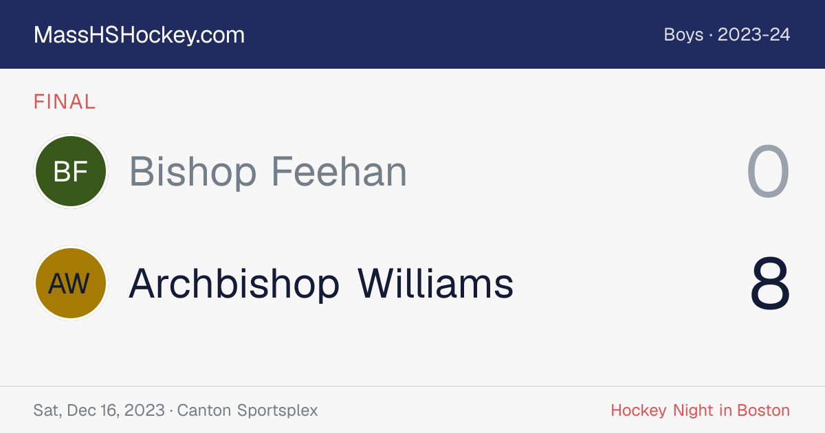 Bishop Feehan at Archbishop Williams score card