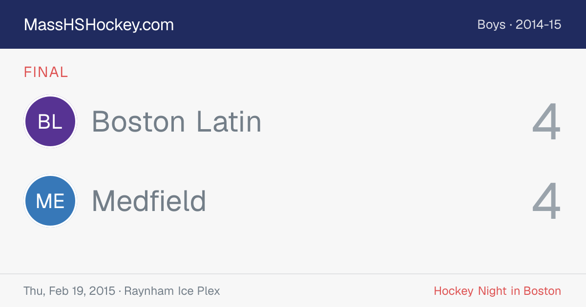 Boston Latin at Medfield score card