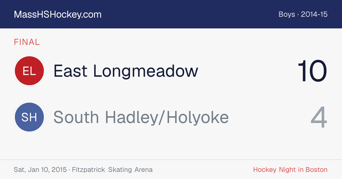 East Longmeadow at South Hadley/Holyoke score card