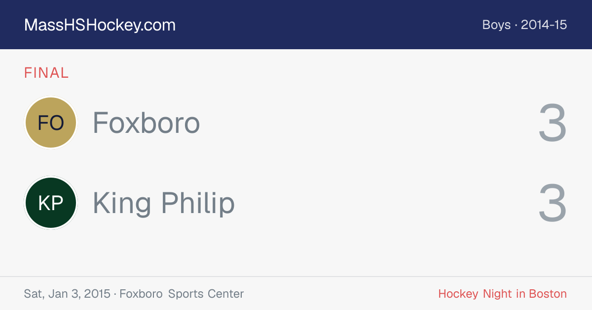 Foxboro at King Philip score card