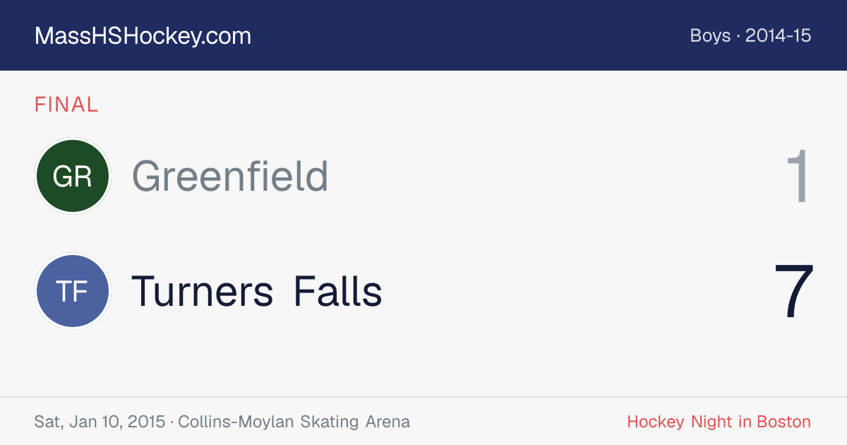 Greenfield at Turners Falls score card