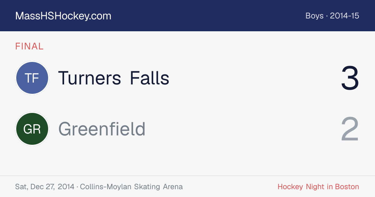 Turners Falls at Greenfield score card