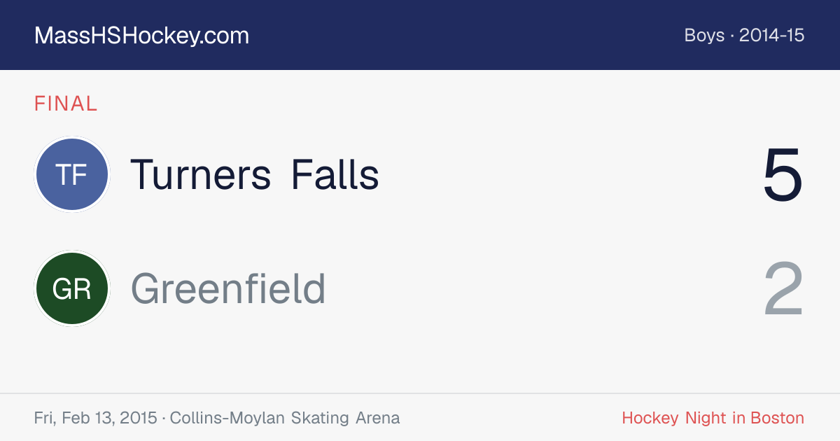 Turners Falls at Greenfield score card