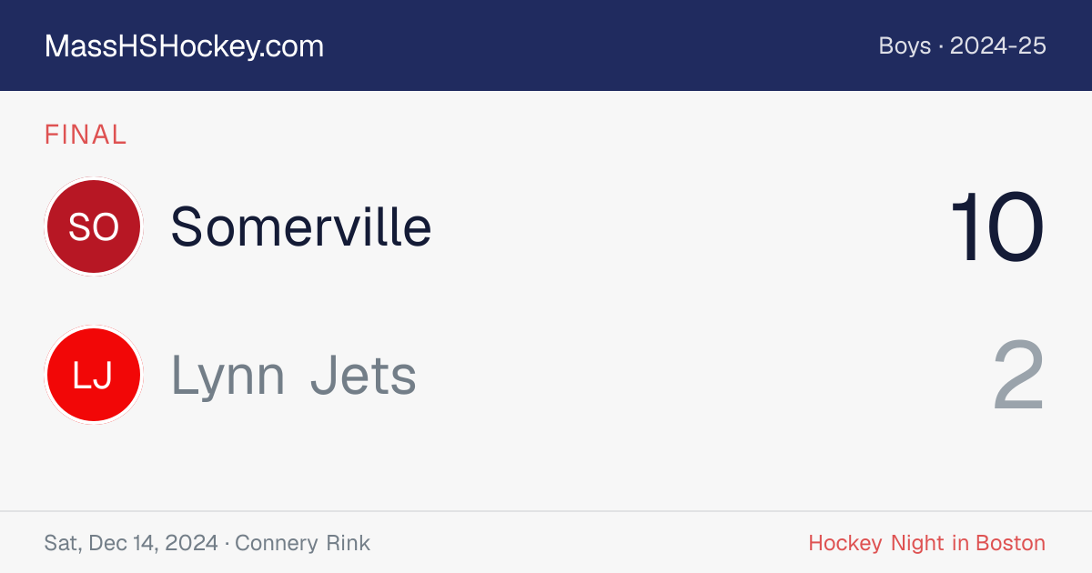 Somerville at Lynn Jets score card
