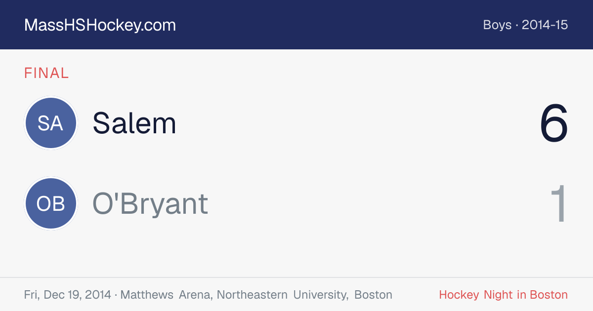 Salem at O'Bryant score card
