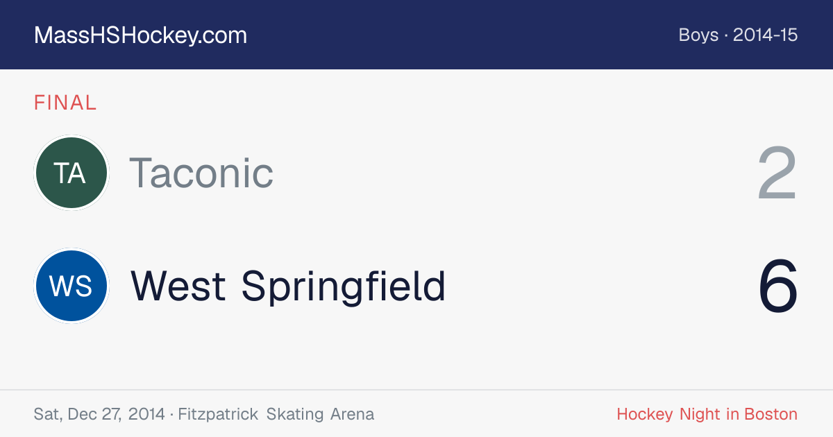 Taconic at West Springfield score card