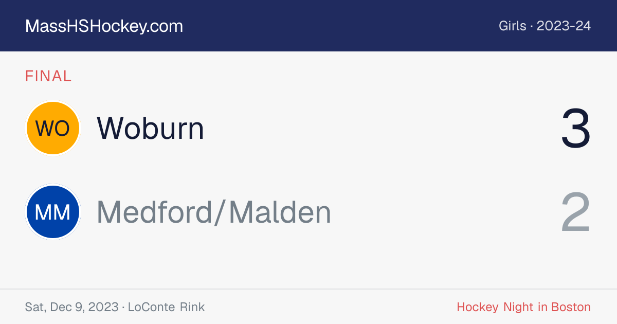 Woburn at Medford/Malden score card