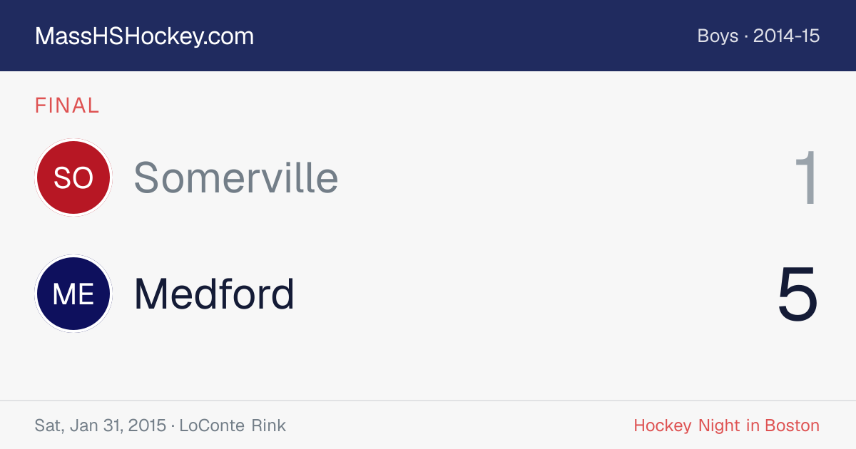Somerville at Medford score card