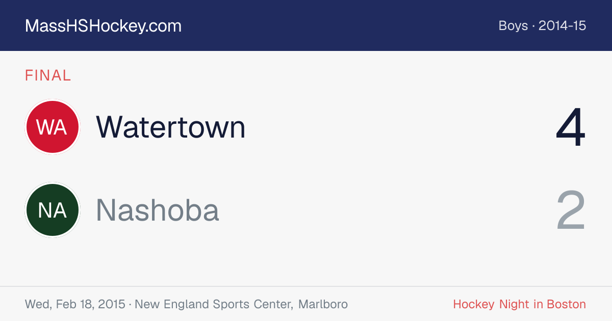 Watertown at Nashoba score card
