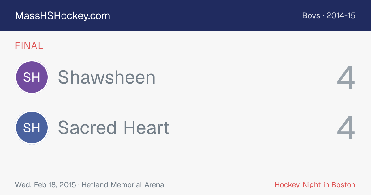 Shawsheen at Sacred Heart score card