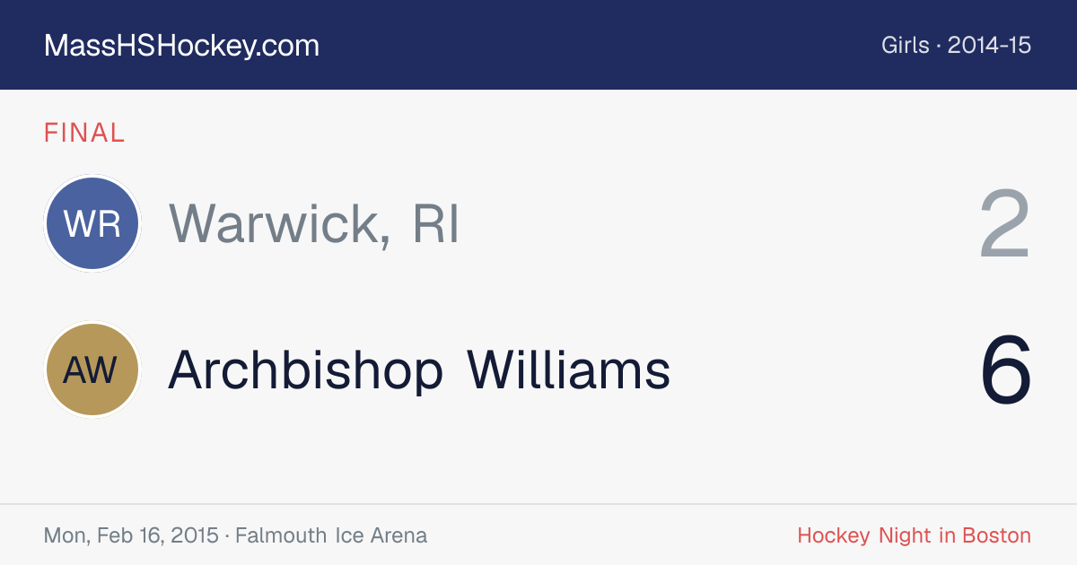 Warwick, RI at Archbishop Williams score card