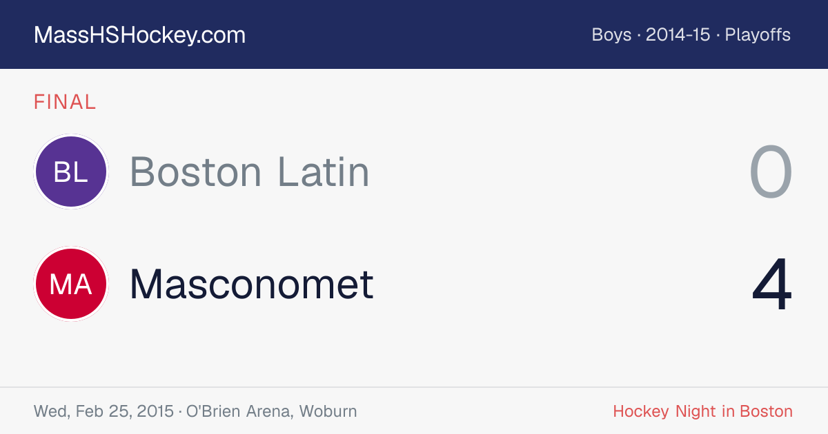 Boston Latin at Masconomet score card