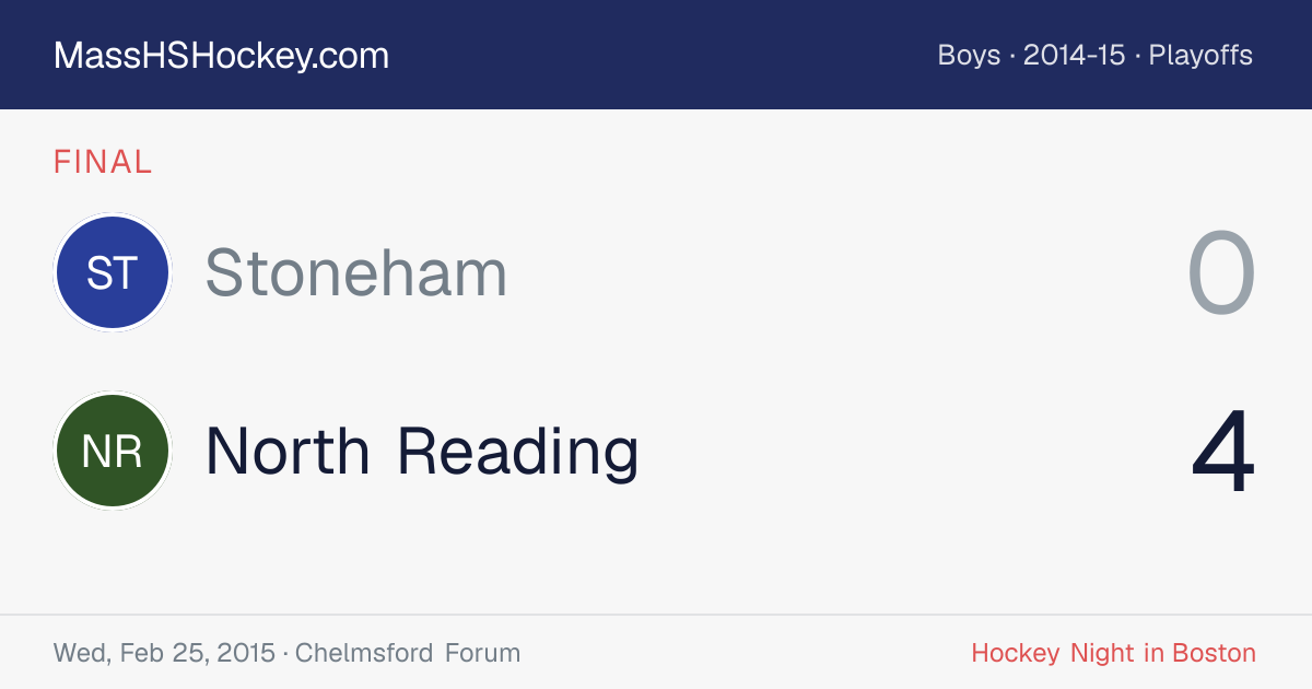 Stoneham at North Reading score card