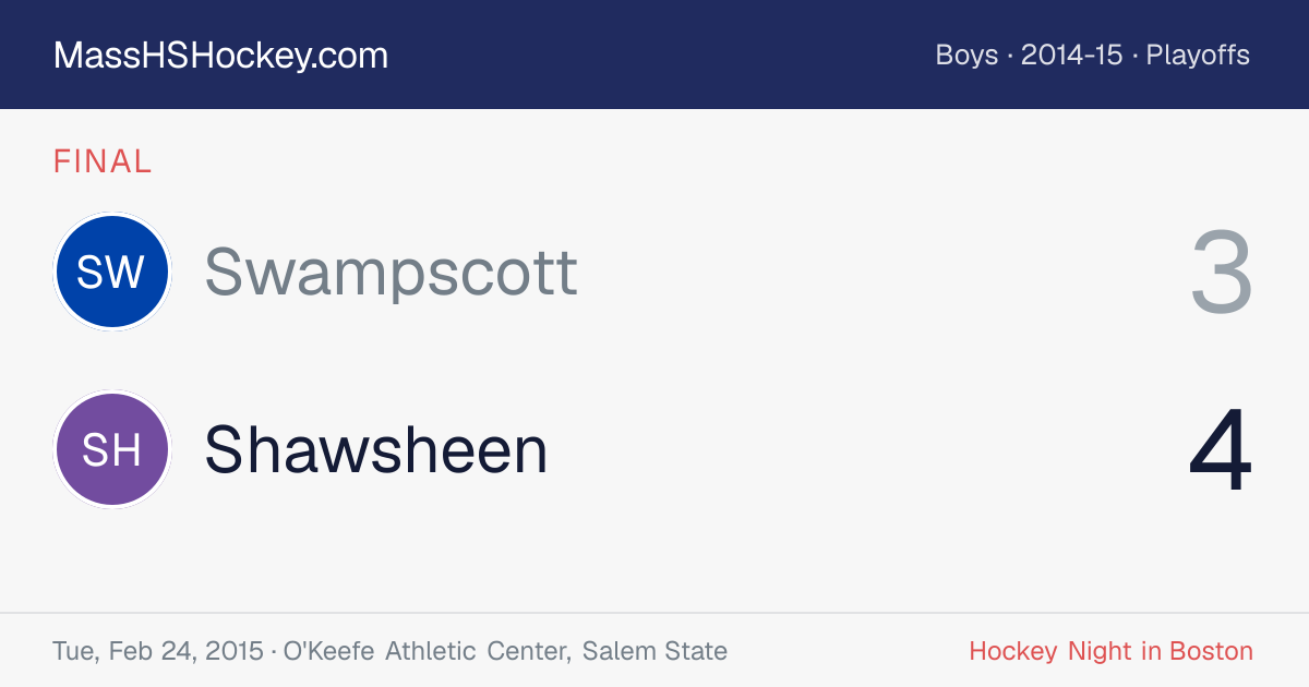 Swampscott at Shawsheen score card