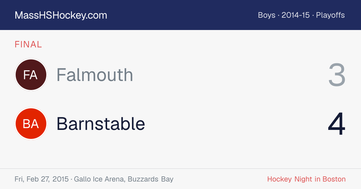 Falmouth at Barnstable score card