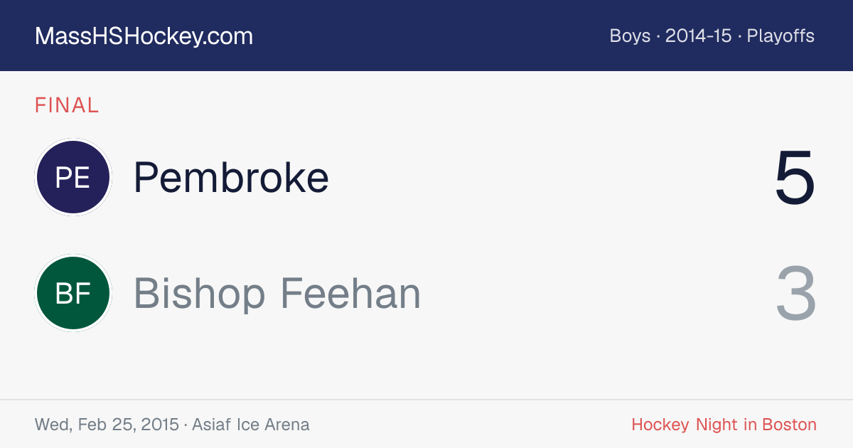 Pembroke at Bishop Feehan score card