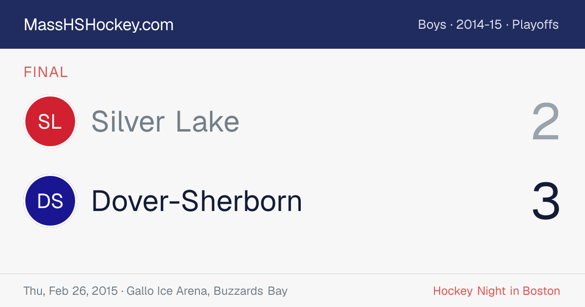 Silver Lake at Dover-Sherborn score card
