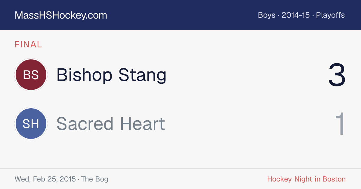 Bishop Stang at Sacred Heart score card