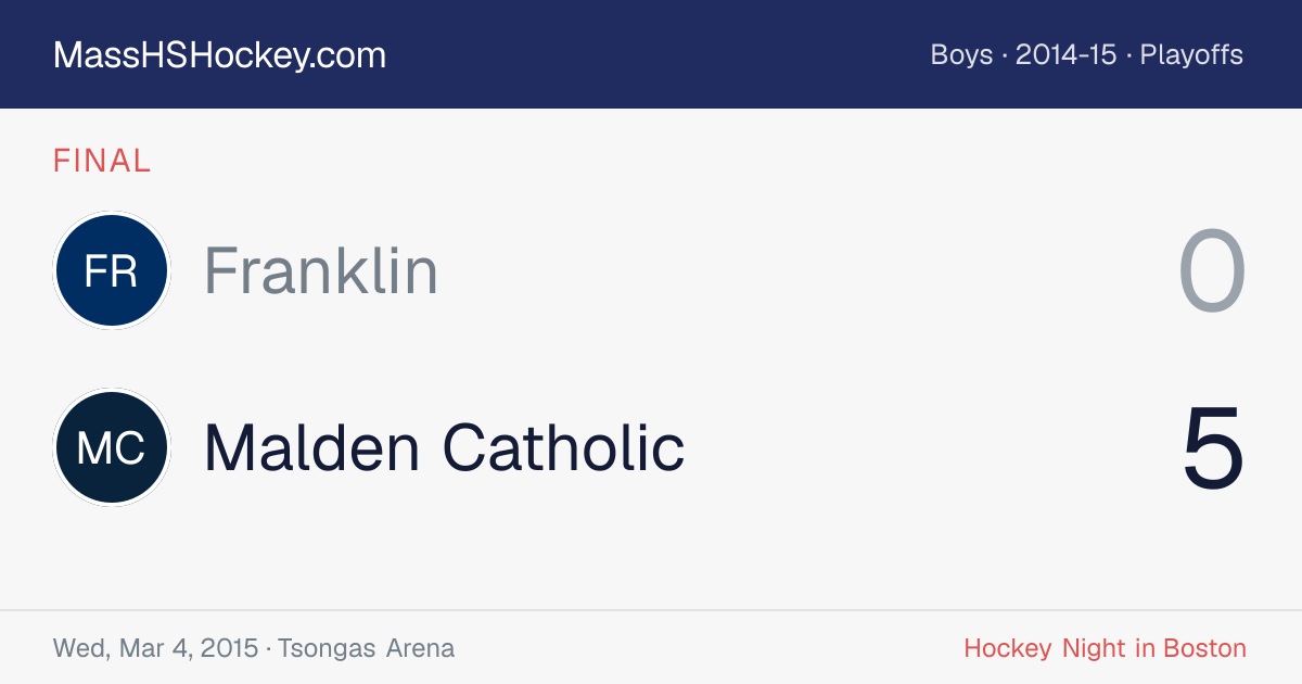 Franklin at Malden Catholic score card
