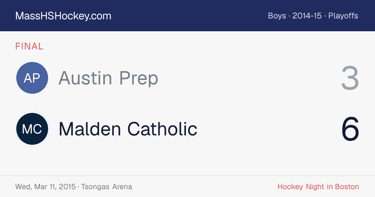 Austin Prep at Malden Catholic score card