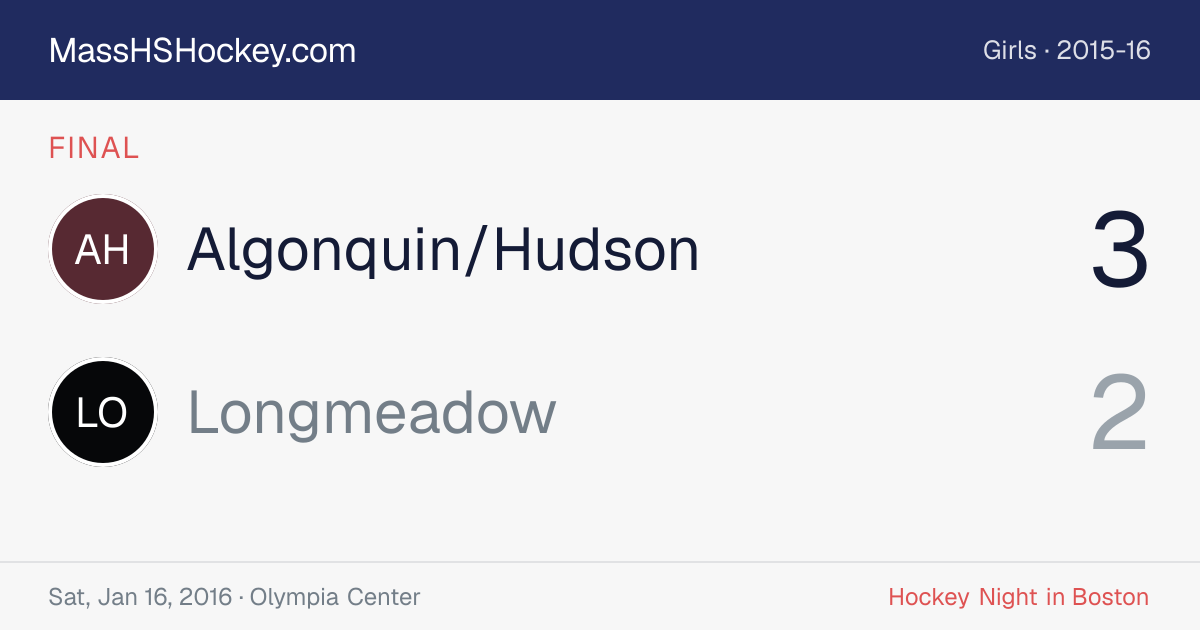 Algonquin/Hudson at Longmeadow score card