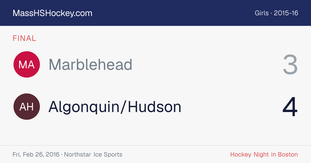 Marblehead at Algonquin/Hudson score card