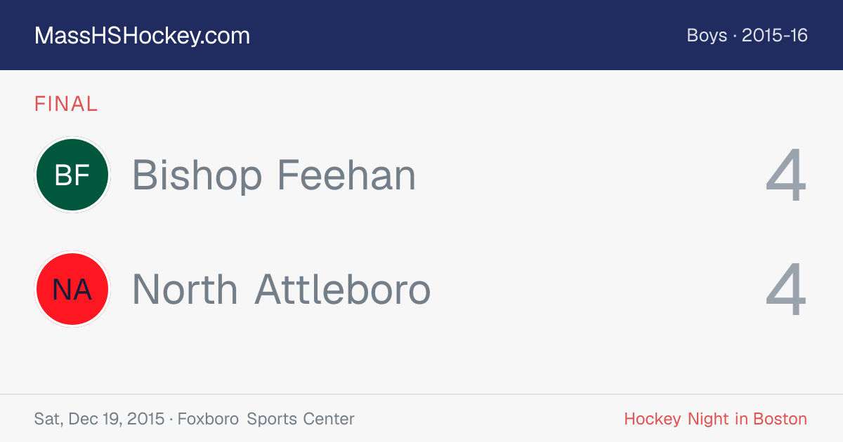 Bishop Feehan at North Attleboro score card