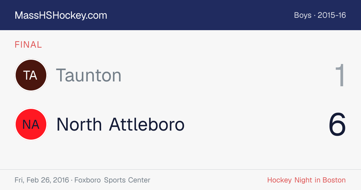 Taunton at North Attleboro score card