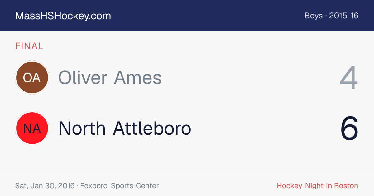Oliver Ames at North Attleboro score card