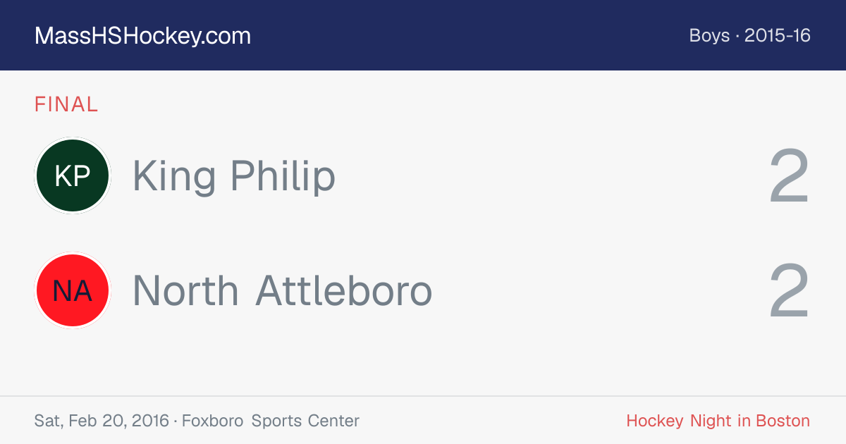 King Philip at North Attleboro score card