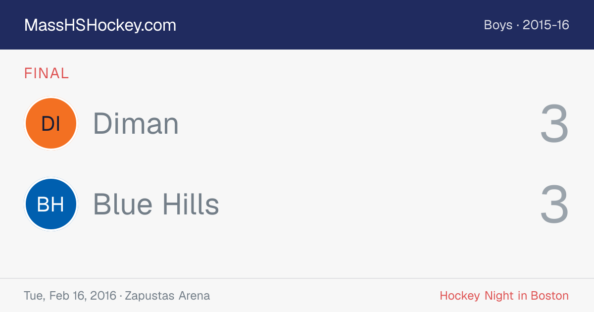 Diman at Blue Hills score card