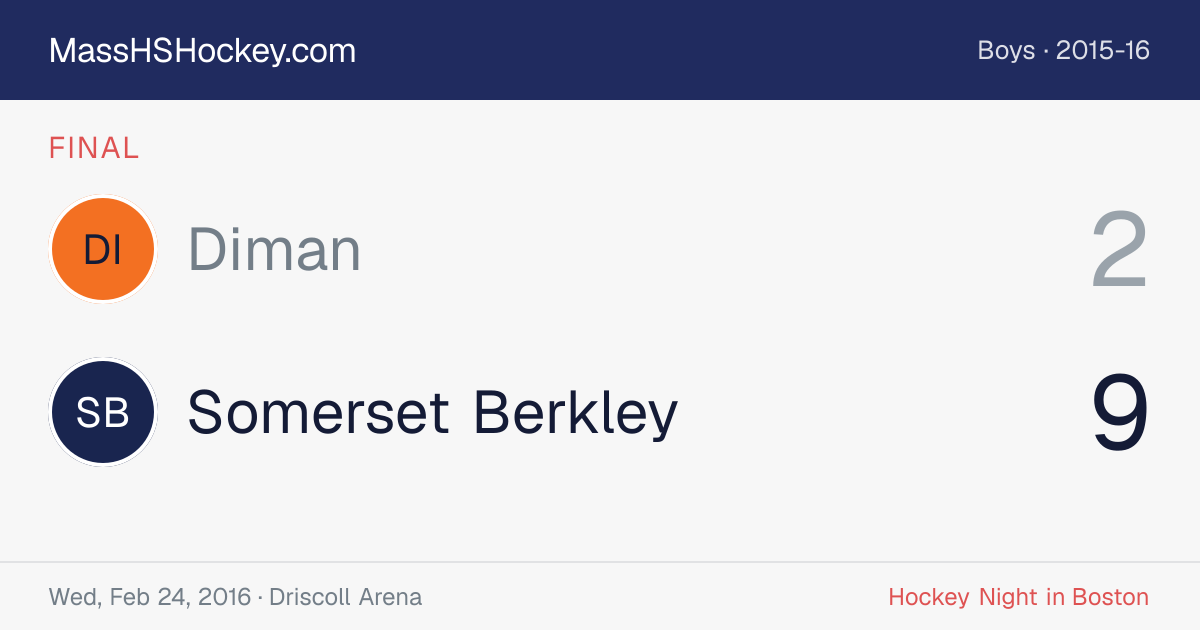 Diman at Somerset Berkley score card