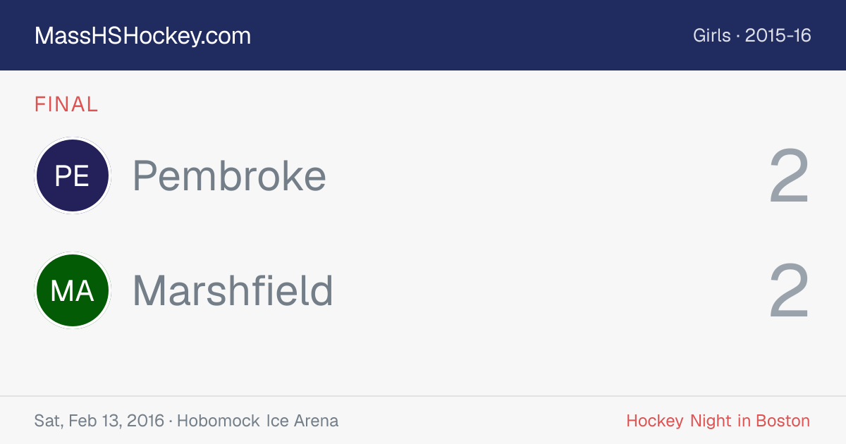 Pembroke at Marshfield score card