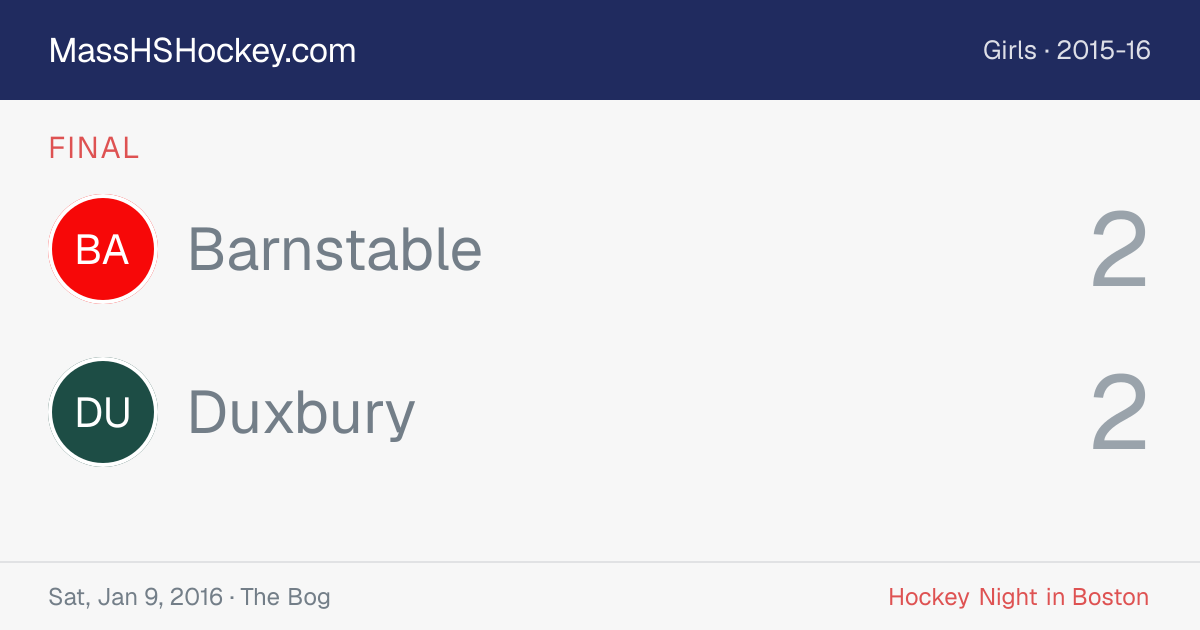 Barnstable at Duxbury score card